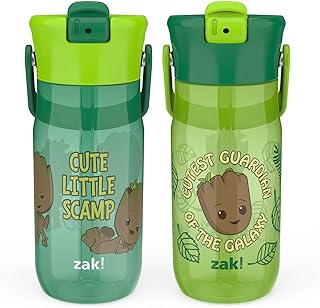 Zak! Designs Marvel Groot Leak-Proof Water Bottle Set for Travel & Home