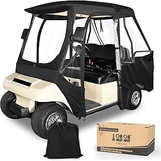 10L0L Golf Cart Enclosure for Club Car DS, Windproof Waterproof Cover with Clear Windows & Zipper Door