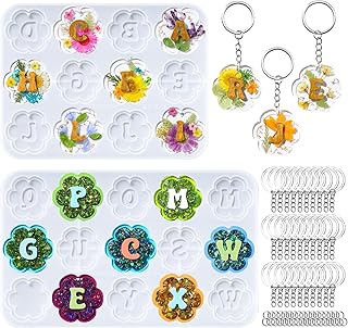 Let's Resin 27-Cavity Flower Alphabet Resin Jewelry Molds for Keychains