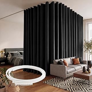 RYB Home Extra-Wide Blackout Curtains with Ceiling Track, Thermal Insulated for Living Room & Bedroom