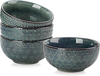 Malacasa 30 oz. Ceramic Soup Bowls Set of 4 in Green, Stoneware for Kitchen Dishes