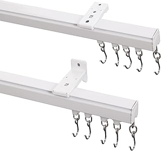 ChadMade 3ft-6ft Adjustable Drape Rail Kit for Living Room & Bedroom, White