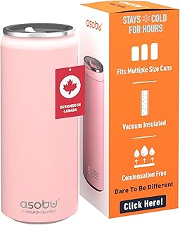 ASOBU Insulated Can Cooler Sleeve for 12 oz & 16 oz Seltzer, Soda, Beer, Energy Drinks