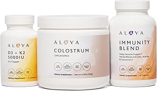 Alaya Immunity Starter Bundle: Colostrum, D3 & K2 for Immune, Gut, & Bone Health