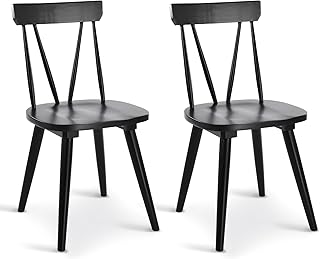 DUHOME 2-Piece Black Wooden Dining Chairs for Farmhouse Style