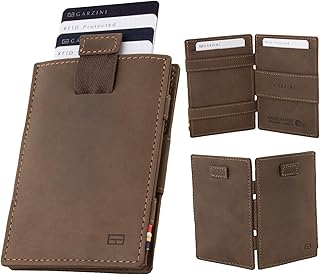 Garzini RFID-Protected Leather Wallet for 12 Cards, Java Brown with Pull-Tab