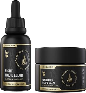 THE BEARD STRUGGLE Beard Balm & Night Elixir Oil Bundle for Healthier Growth - Gold Collection