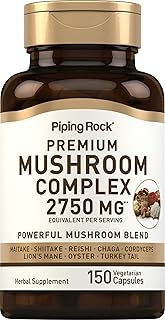 Piping Rock 8-in-1 Mushroom Complex for Immune Support, 150 Veggie Capsules