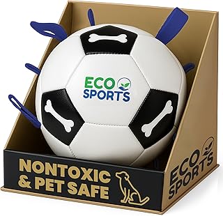 Eco Sports Non-Toxic Dog Soccer Ball with Grab Tabs, Ideal for Fetch & Outdoor Play