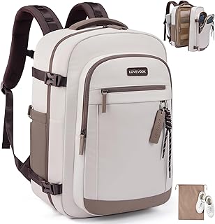 LOVEVOOK 40L Women's Airline-Approved Laptop Backpack for Overnight Trips