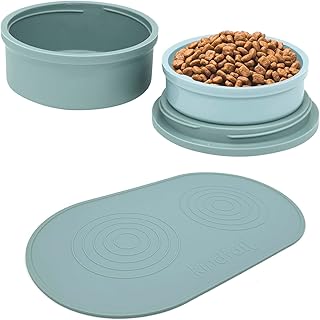 KindTail Pet Bowl Set with Non-Slip Mat for Dogs up to 65 lbs