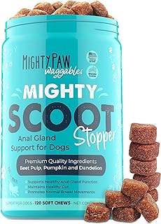 Mighty Paw Dog Anal Gland Chews for Digestive Health - Beet & Pumpkin Fiber - 120 Count