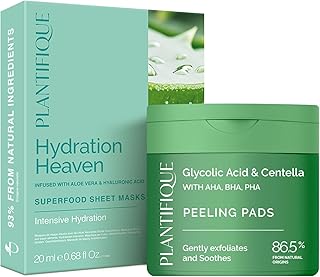 PLANTIFIQUE 5-Pack Hydrating Facial Masks with Aloe & Korean Glycolic Acid