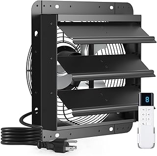 Addlon 10" Shutter Exhaust Fan with Remote, Timer, and 8 Speeds for Quiet Ventilation