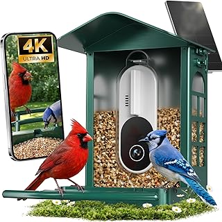 SV3C Solar-Powered Bird Feeder with Camera & AI ID, 4K UHD, for Backyard Birdwatching Gifts