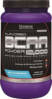 Ultimate Nutrition BCAA Powder - 3g Leucine, Caffeine-Free, Blue Raspberry Flavor, 60 Servings