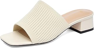 Newbella Square Toe Mule Sandals with Chunky Heel for Beach & Leisure