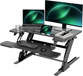 Claiks 32" Height-Adjustable Desk Converter with Monitor Riser & Keyboard Tray