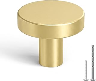 Homdiy 10-Pack Round Gold Cabinet Knobs for Kitchens & Drawers