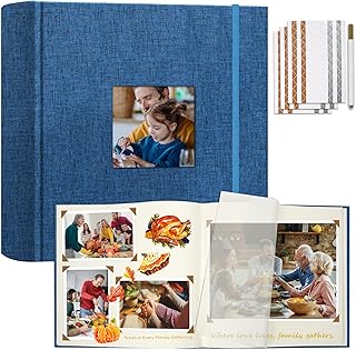 Vienrose 12"x12" Linen Scrapbook Album with Writing Space for Memories