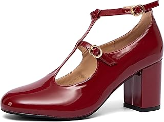 Newbella Women's Mary Jane Pumps, Chunky Block Heels, Dressy Casual Wedding Shoes