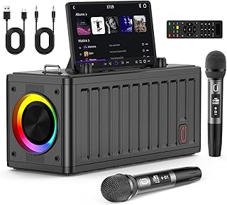 JYX Karaoke Machine with Wireless Mics & LED Lights for Parties