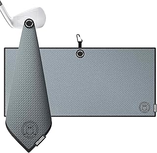 Ghost Golf Premium Microfiber Towel with Magnet for Golf Carts & Clubs - 18" x 40" Waffle Weave (Dark Grey)