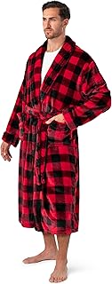 PAVILIA Men's Spa-Friendly Fleece Robe with Shawl Collar & Pockets
