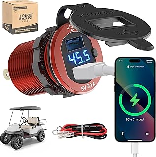 Golf Cart Quick Charge Socket with Dual USB & Voltmeter for Club Car, EZGO, Yamaha