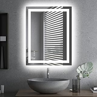 Amorho LED Wall Mirror with Front & Backlight, 28"x36", Stepless Dimming & Anti-Fog, Memory Function