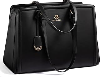 LOVEVOOK Women's Large Leather Laptop Tote Bag, Waterproof & Stylish for Office