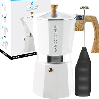 GROSCHE Milano Espresso Maker & Milk Frother Bundle (White)