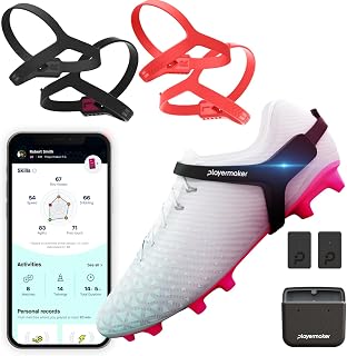 Playermaker 2.0 Soccer Tracker Kit with Red Straps, Advanced Cleat-Based Analytics
