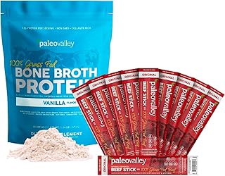 Paleovalley Grass-Fed Beef Broth Protein & Sticks - Collagen for Hair, Skin, Gut, Joints