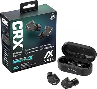 AXIL CRX Earbuds with 6X Hearing Boost & Noise Cancel, IP65 Waterproof for Work