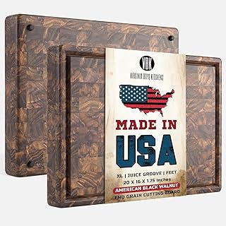 Virginia Boys Kitchens Walnut Cutting Board with Feet and Juice Groove