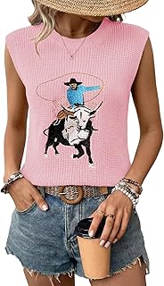 SHEWIN Women's Casual Embroidered Western Vest Tank Top
