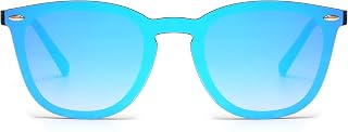 Jim Halo Rimless Sunglasses in Matte Black & Mirror Blue