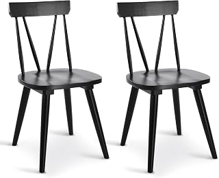 DUHOME Black Dining Chairs, 2-Seat Wooden Set for Farmhouse Style