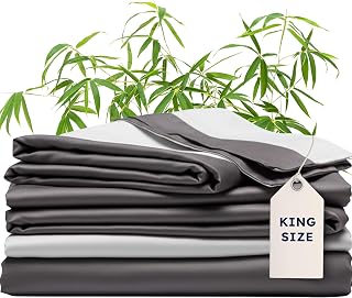 Wooflinen Bamboo Viscose Sheets & Duvet Cover Set – Silk-Like Softness, King Size, 6-Piece Set