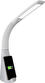 OttLite Purify LED Desk Lamp with Wireless Charging & Sanitizing, White | ClearSun Eyestrain Relief