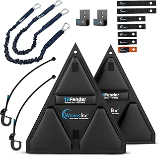 WavesRx Jet Ski Docking Bundle | Black TriFender Bumpers & Dock Line | Secure, Scratch-Free Docking Solution