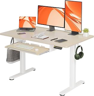 Claiks Electric Desk 48x24", Natural Wood, 28.3-46.5" Height, 3 Presets, Quiet Motor