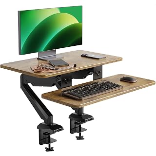 Claiks 24" Space-Saving Sit-Stand Desk Converter with Adjustable Keyboard Tray