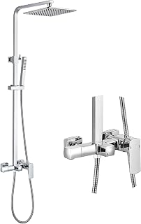 RBROHANT Chrome Shower System with Brass 3-Function Valve, Wall-Mounted Tub Spout