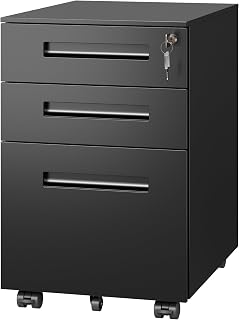 Devaise 3-Drawer Mobile File Cabinet with Lock for Home Office