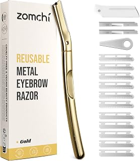 Zomchi Dermaplane Razor for Women's Face & Brows, Matte Gold with Silicone Cap