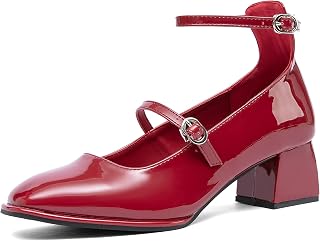 NEWBELLA Mary Jane Heels: Vintage Square Toe Block Heels for Work & Weddings