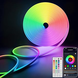 Lamomo LED Strip Lights with RGB Neon Rope, Waterproof & Music Sync for DIY Home Decor