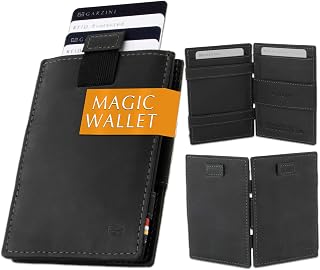 GARZINI RFID-Protected Minimalist Leather Wallet for 12 Cards, Carbon Black